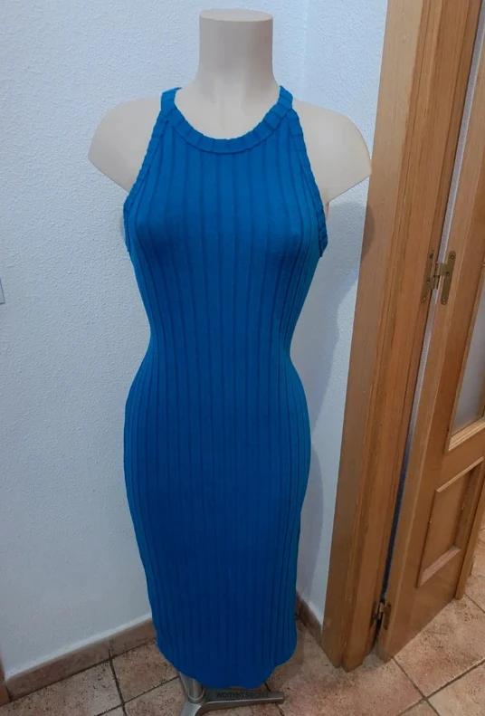 Cool sexy long dress in ribbed fabric size L 40, new – photo 2